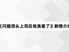 《闪婚顶头上司后我真香了》剧情介绍