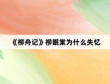 《柳舟记》柳眠棠为什么失忆