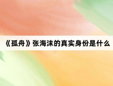 《孤舟》张海沫的真实身份是什么