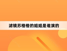 滤镜苏橙橙的姐姐是谁演的