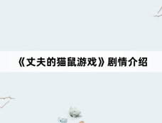 《丈夫的猫鼠游戏》剧情介绍