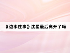 《边水往事》沈星最后离开了吗