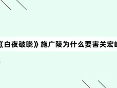 《白夜破晓》施广陵为什么要害关宏峰