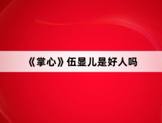 《掌心》伍显儿是好人吗