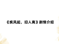 《疾风起,旧人离》剧情介绍