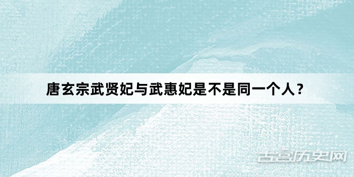 唐玄宗武贤妃与武惠妃是不是同一个人？