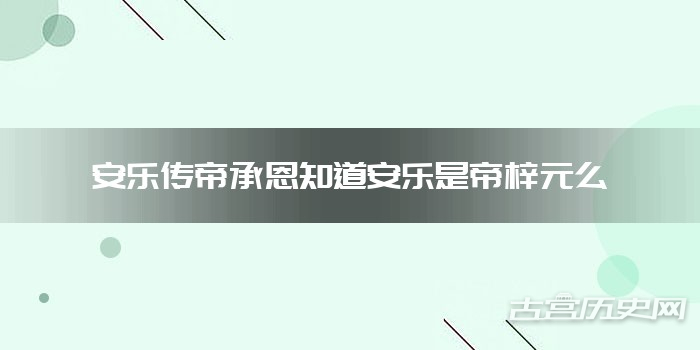安乐传帝承恩知道安乐是帝梓元么