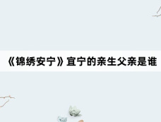 《锦绣安宁》宜宁的亲生父亲是谁