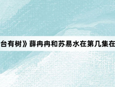《仙台有树》薛冉冉和苏易水在第几集在一起