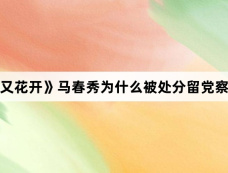 《陌上又花开》马春秀为什么被处分留党察看两年