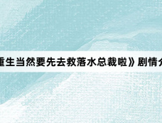 《重生当然要先去救落水总裁啦》剧情介绍