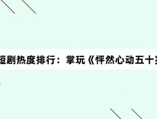 12月4日短剧热度排行：掌玩《怦然心动五十岁》登顶第一