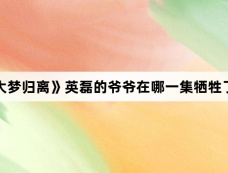 《大梦归离》英磊的爷爷在哪一集牺牲了?
