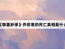 《锦囊妙录》乔若蕙的死亡真相是什么