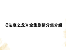《法庭之龙》全集剧情分集介绍