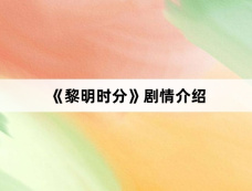 《黎明时分》剧情介绍