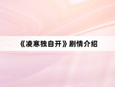 《凌寒独自开》剧情介绍