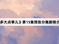 《多大点事儿》第15集预告分集剧情介绍
