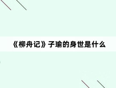 《柳舟记》子瑜的身世是什么