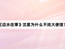 《边水往事》沈星为什么不找大使馆？