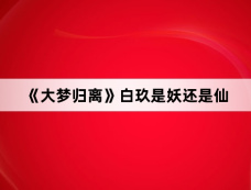 《大梦归离》白玖是妖还是仙