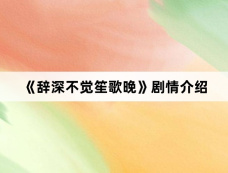 《辞深不觉笙歌晚》剧情介绍