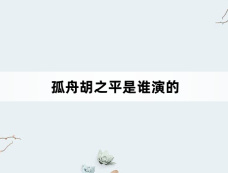 孤舟胡之平是谁演的