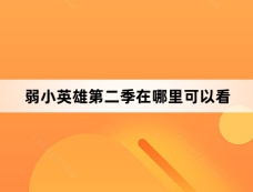 弱小英雄第二季在哪里可以看