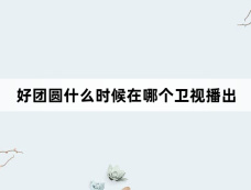 好团圆什么时候在哪个卫视播出