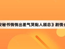 《安秘书悄悄出差气哭黏人顾总》剧情介绍