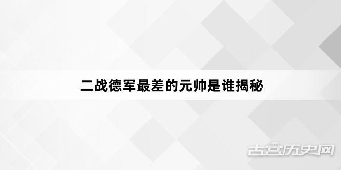 二战德军最差的元帅是谁揭秘