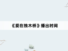 《爱在独木桥》播出时间