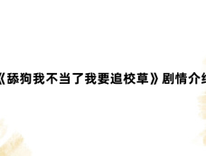 《舔狗我不当了我要追校草》剧情介绍
