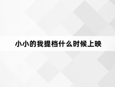 小小的我提档什么时候上映
