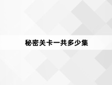 秘密关卡一共多少集