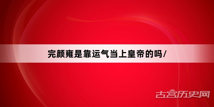 完颜雍是靠运气当上皇帝的吗/