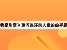 《我是刑警》草河连环杀人案的凶手是谁