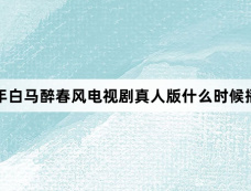 少年白马醉春风电视剧真人版什么时候播出