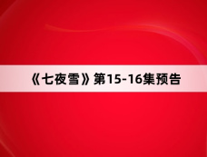 《七夜雪》第15-16集预告
