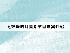 《燃烧的月亮》节目嘉宾介绍