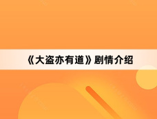 《大盗亦有道》剧情介绍