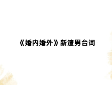 《婚内婚外》新渣男台词