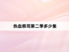 热血祭司第二季多少集