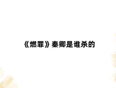 《燃罪》秦卿是谁杀的