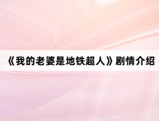 《我的老婆是地铁超人》剧情介绍