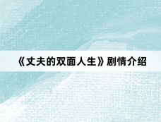 《丈夫的双面人生》剧情介绍