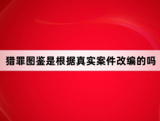 猎罪图鉴是根据真实案件改编的吗