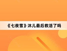 《七夜雪》沐儿最后救活了吗