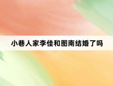 小巷人家李佳和图南结婚了吗