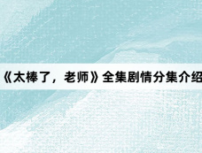 《太棒了，老师》全集剧情分集介绍